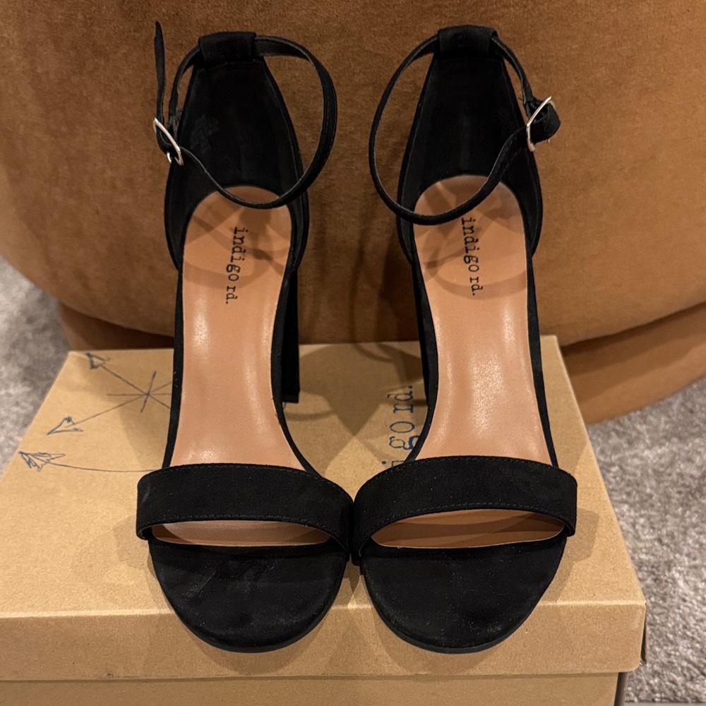 Faux Suede Black Sandals Women8.5